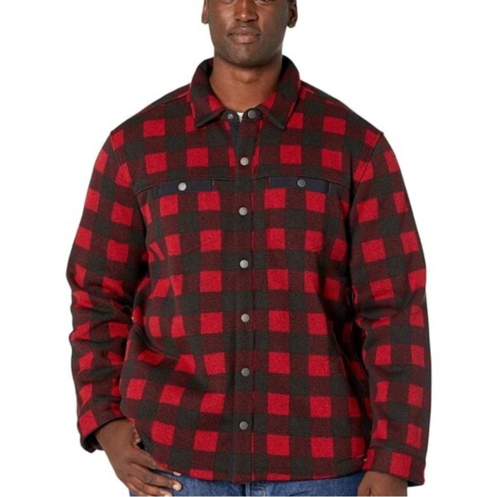 L.L. Bean Vintage Sherpa Fleece lined Red and Black Plaid Jacket 100 cotton - Picture 3 of 7